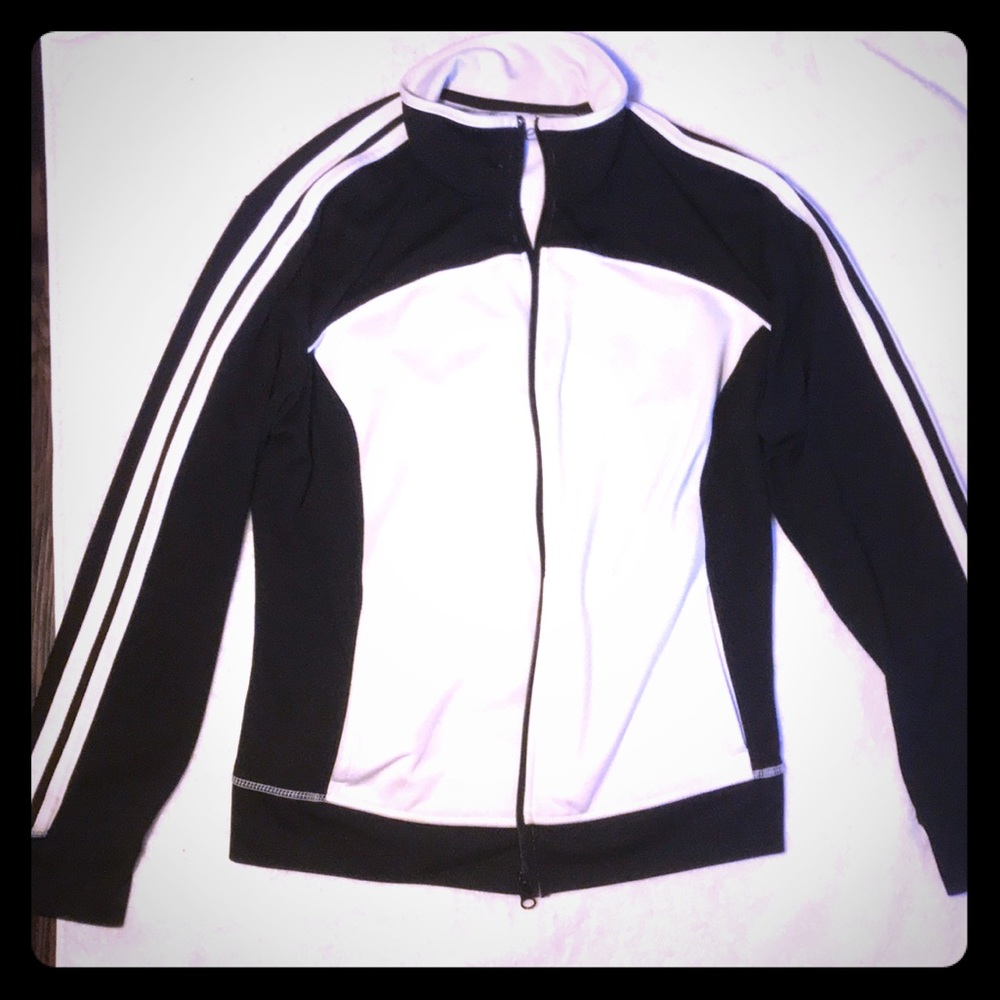 black & white active wear zip up